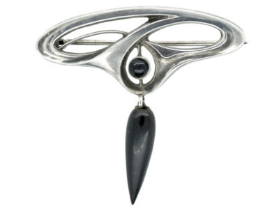 Art Nouveau Silver & Black Brooch