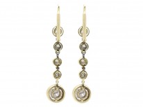 Art Deco Five Diamond Drop Earrings
