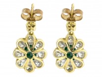 Emerald & Diamond Drop Cluster Earrings