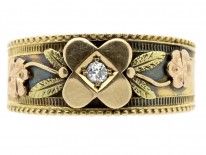 Victorian Three Colour 18ct Gold & Diamond Flower Ring