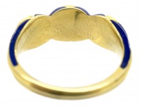 Victorian 18ct Gold Royal Blue Enamel & Natural Pearl Ring