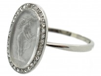Edwardian Diamond & 18ct White Gold Rock Crystal Cupid with Bow Ring