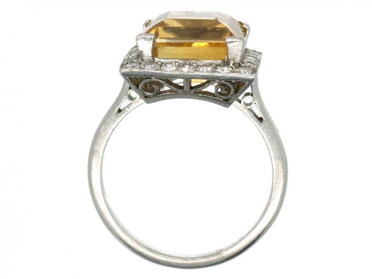 Art Deco Square Topaz & Diamond Ring