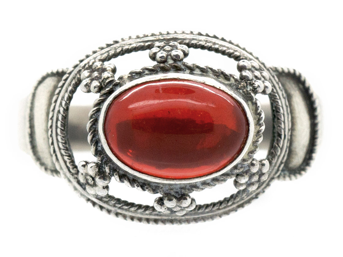 Arts & Crafts Silver & Fire Opal Ring (941B/OJ) | The Antique Jewellery ...