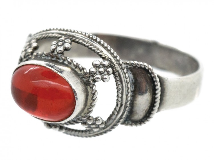 Arts & Crafts Silver & Fire Opal Ring
