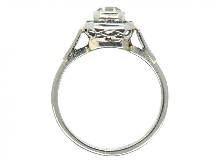 Art Deco 18ct White Gold Sapphire & Diamond Ring