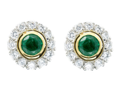 Emerald & Diamond Cluster Earrings