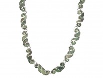 Mexican Silver & Inlaid Stone Swirl Design Necklace