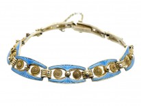 Norwegian Silver Gilt & Blue Enamel Bracelet by Marius Hammer