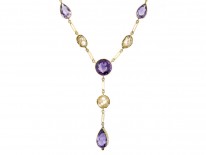9ct Gold Amethyst & Caged Pearl Necklace