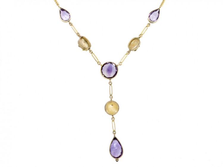 9ct Gold Amethyst & Caged Pearl Necklace