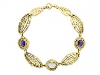French 18ct Gold Amethyst & Moonstone Belle Epoque Bracelet