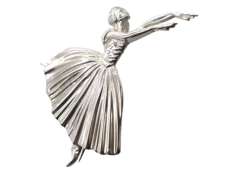 1950s Silver Ballerina Brooch