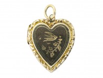 Edwardian 9ct Back & Front Heart Locket Engraved with a Swallow