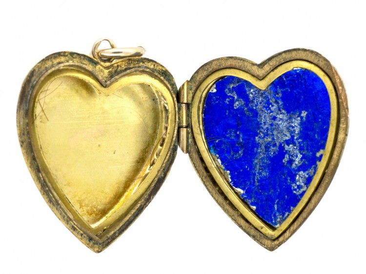 Edwardian 9ct Back & Front Heart Locket Engraved with a Swallow