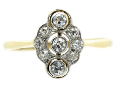Art Deco Oval Diamond Cluster Ring