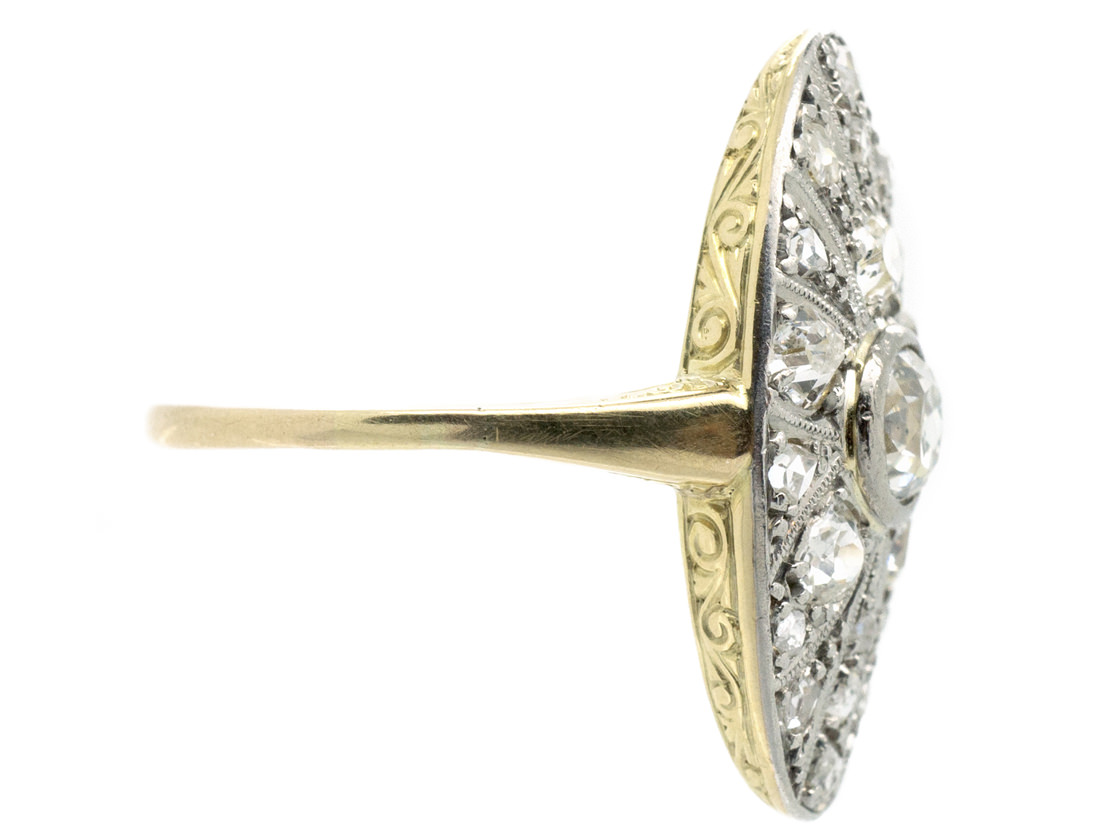 Art Deco 14ct Gold Oval Starburst Design Diamond Ring (359G) | The ...