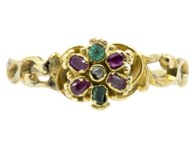 18ct Gold Late Georgian Gem Set Posy Ring