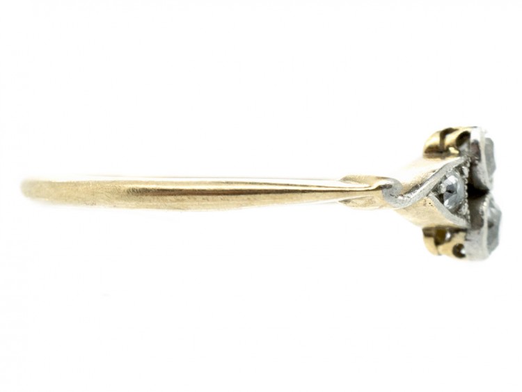 Art Deco Two Stone Diamond Ring with Diamond Twist Shoulders