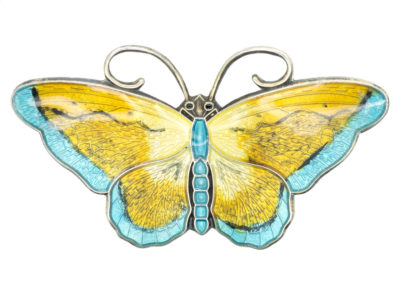 Silver, Yellow & Blue Enamel Butterfly Brooch