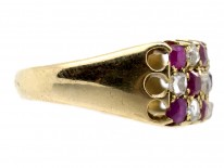 Victorian 18ct Gold Ruby & Diamond Chequerboard Ring