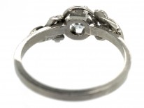 18ct White Gold & Diamond Solitaire Ring with Diamond Flower Shoulders