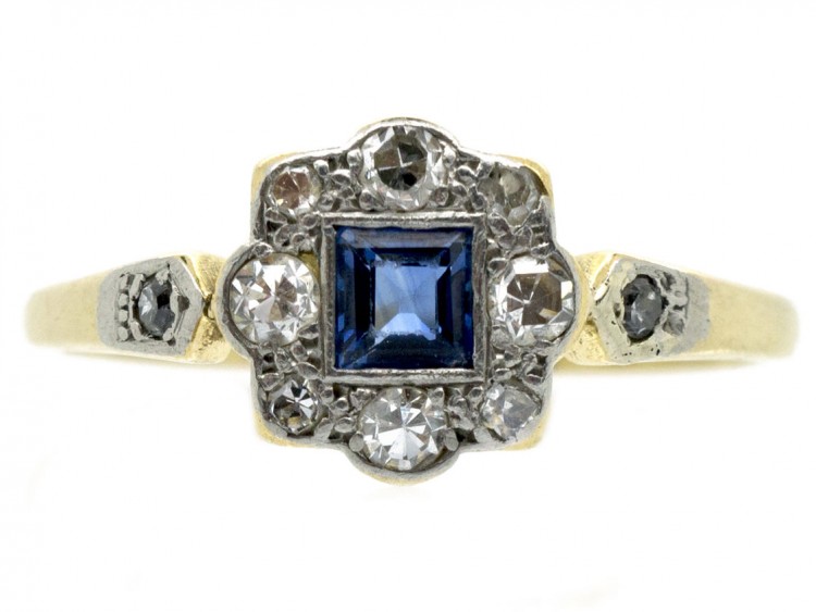 Art Deco 18ct Gold & Platinum Sapphire & Diamond Ring