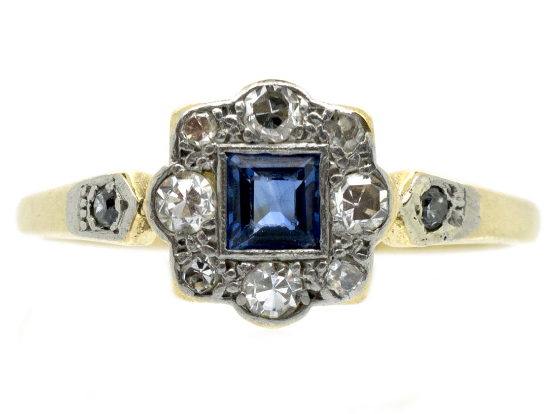 Art Deco 18ct Gold & Platinum Sapphire & Diamond Ring (419G) | The ...