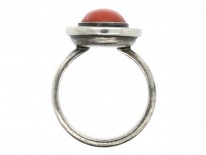 1950s Oval Coral & Silver Ring
