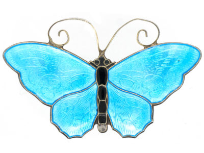 Silver & Turquoise Blue Enamel Brooch by David Andersen