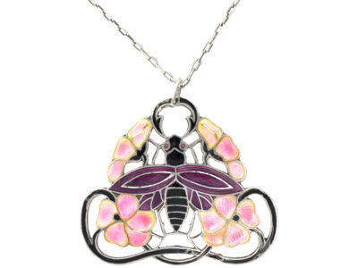 Silver & Enamel Bee Design Pendant on Chain