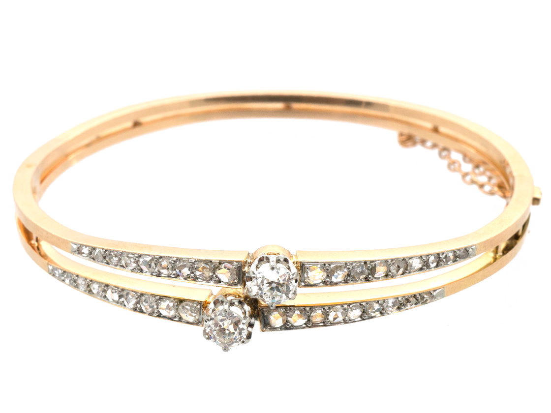 French Two Row Diamond Bangle (440G) The Antique Jewellery Company