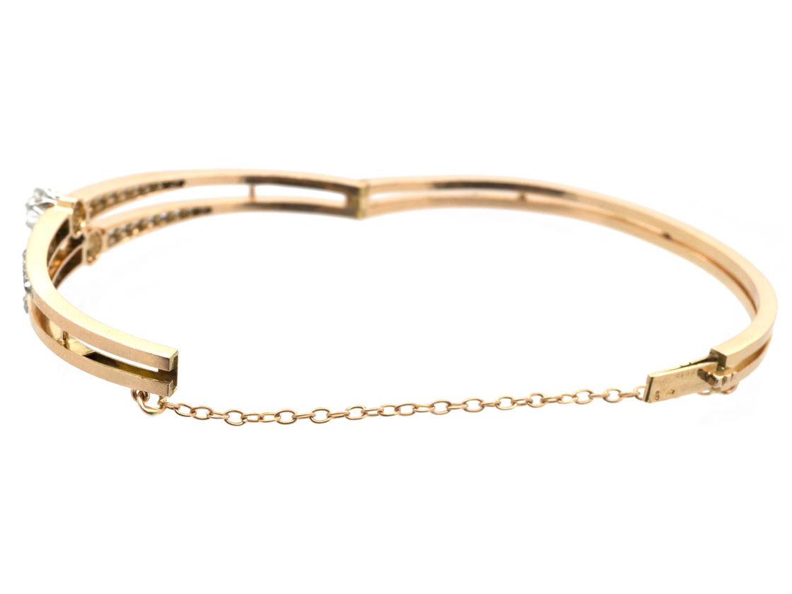 French Two Row Diamond Bangle (440G) The Antique Jewellery Company