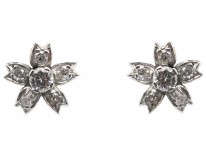 18ct White Gold Diamond Flower Earrings