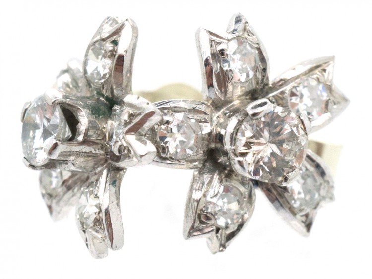 18ct White Gold Diamond Flower Earrings