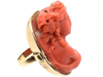 Georgian Carved Coral Ring of a Neo-Classical Lady