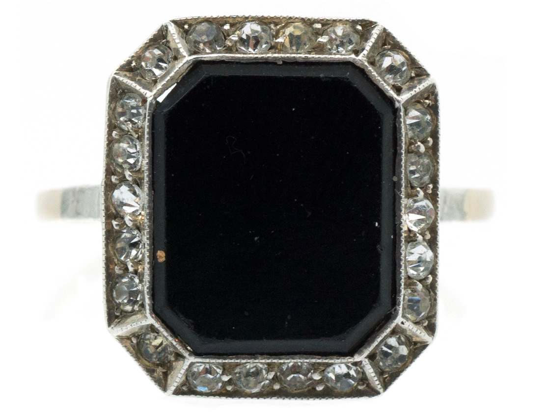 Art Deco Paste & Octagonal Onyx Ring (107/O) The Antique Jewellery