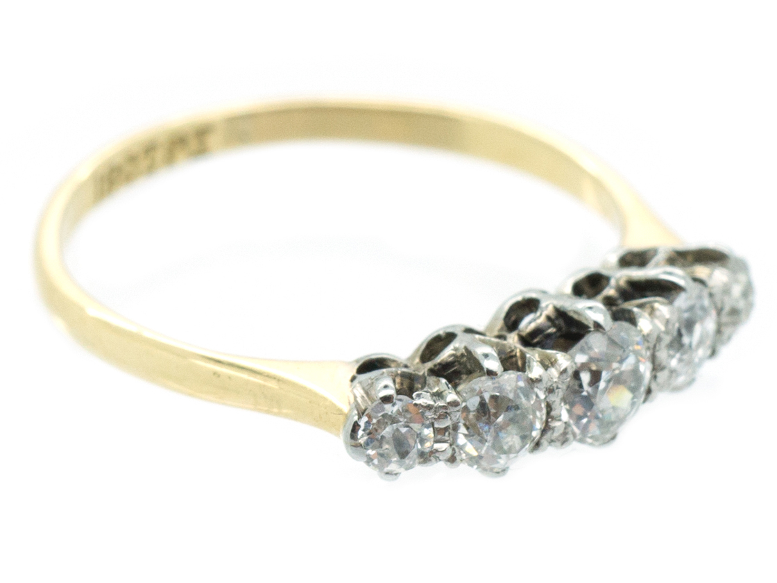 18ct Gold Diamond Five Stone Ring (106/O) | The Antique Jewellery Company