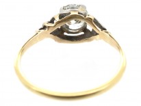 Art Deco Diamond Solitaire Ring with Decorated Shoulders