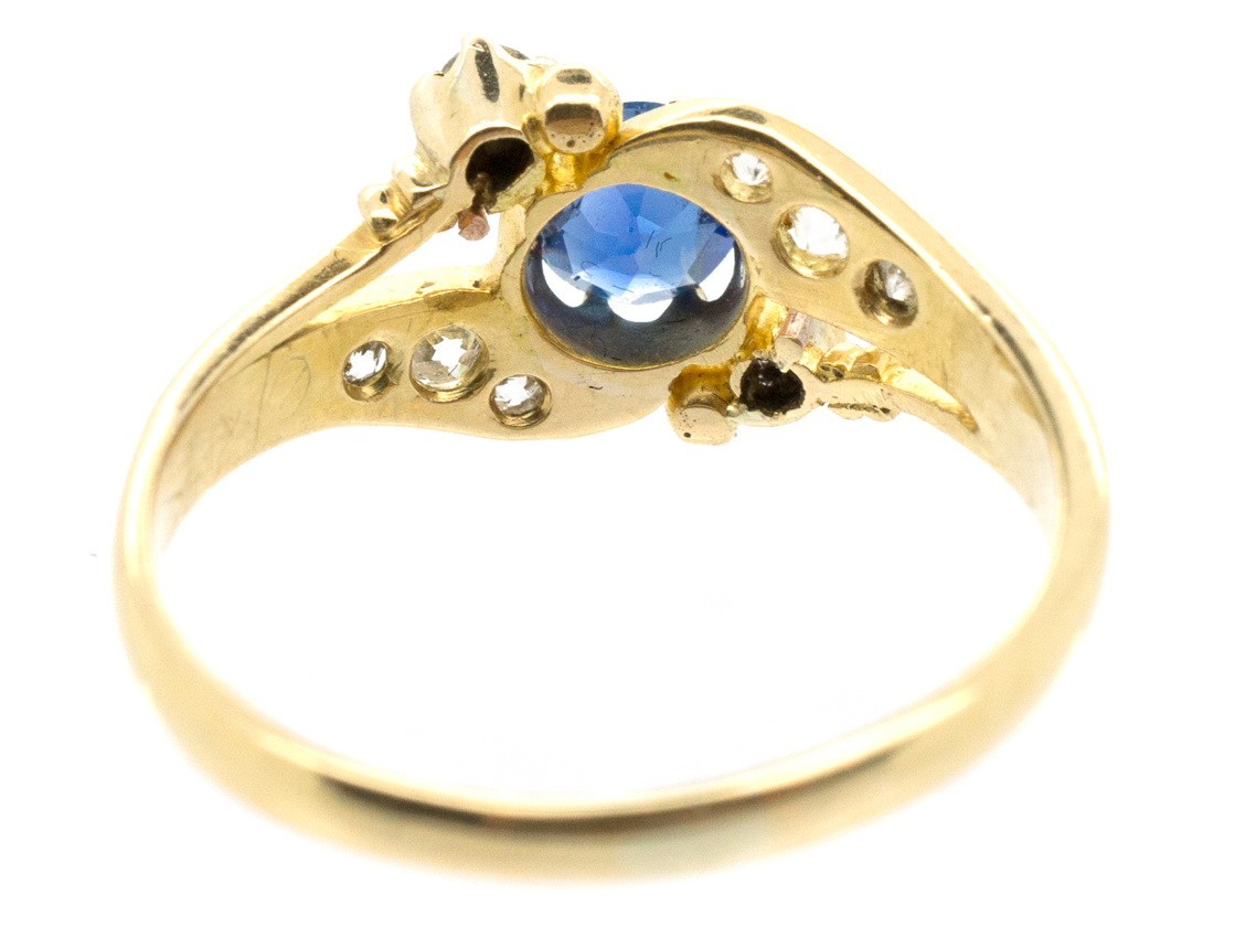 Edwardian 18ct Gold Sapphire & Diamond Crossover Ring (109/O) | The ...