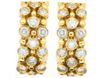 High Carat Gold Diamond Hoop Clip On Earrings