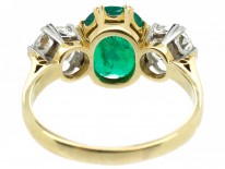 18ct Gold, Colombian Emerald & Diamond Three Stone Ring