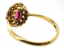 Edwardian Pink Sapphire & Diamond Cluster Ring