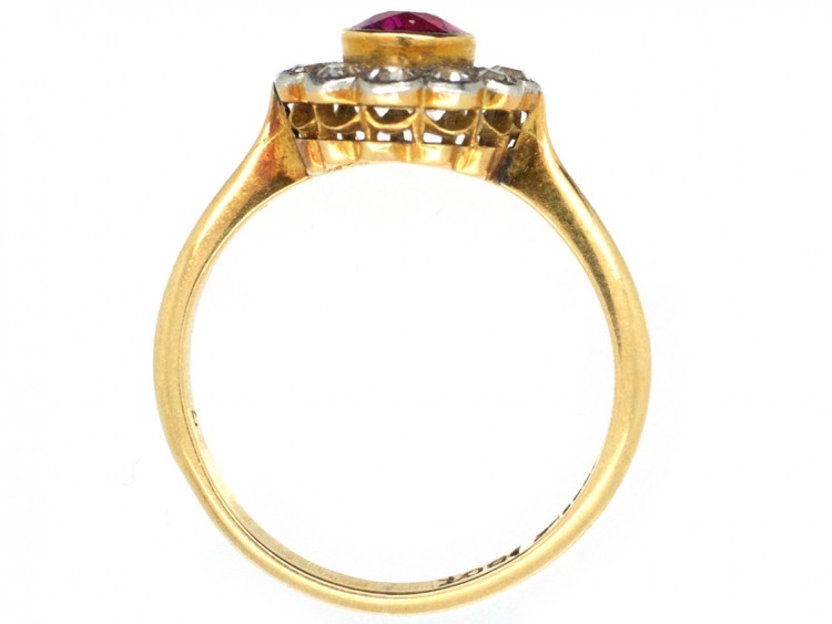 Edwardian Pink Sapphire & Diamond Cluster Ring