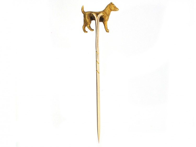Edwardian 15ct Gold Jack Russell Terrier Tie Pin