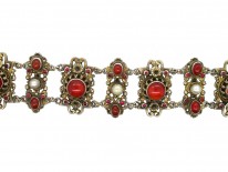 Austro-Hungarian Silver Bracelet set with Carnelians, Pearls & Garnets