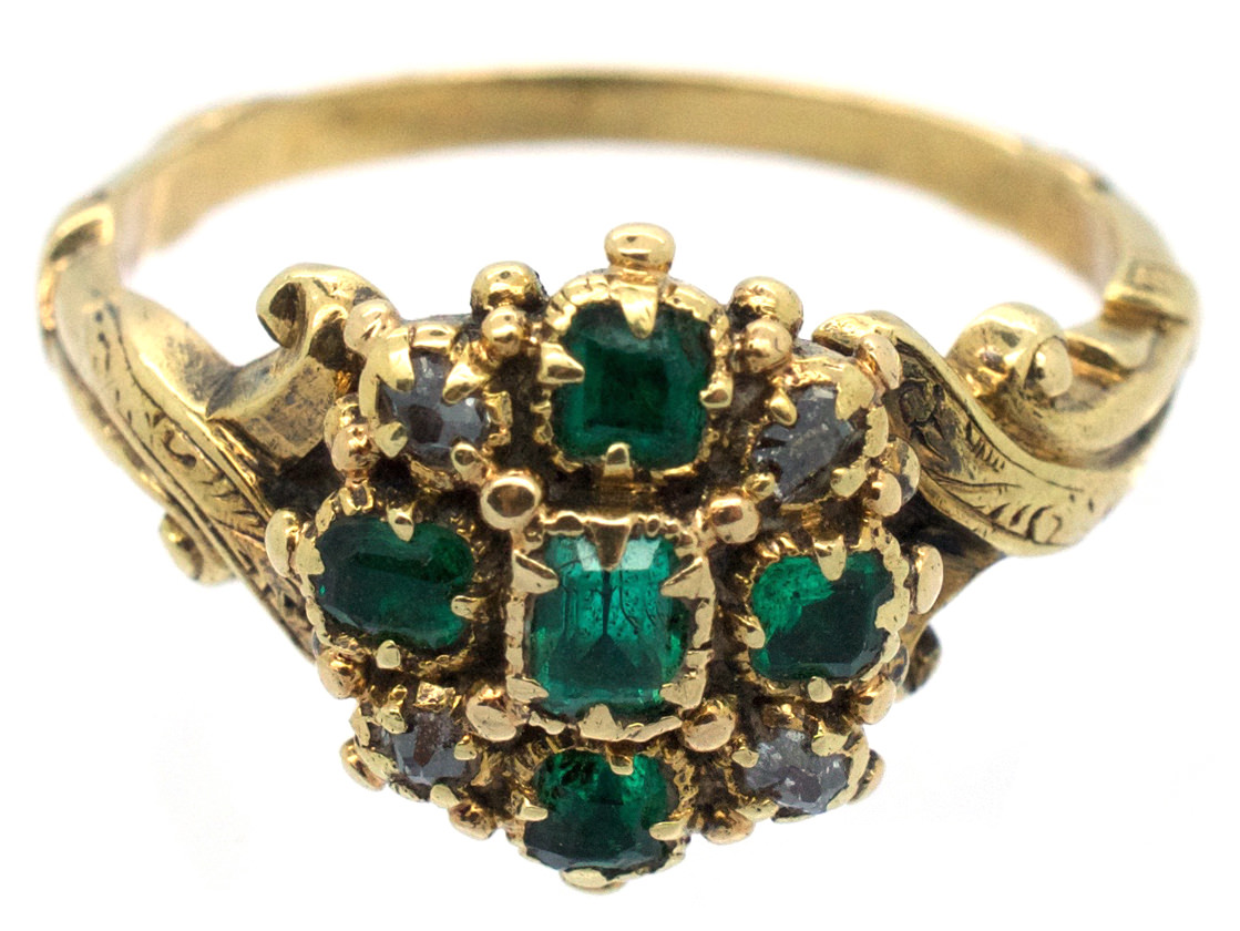 Georgian 18ct Gold, Emerald & Diamond Ring (989B/OJ) | The Antique ...
