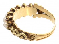 Georgian 18ct Gold Natural Split Pearls & Rubies Ring