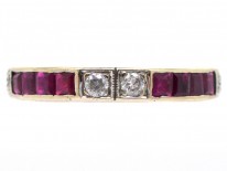 Art Deco 18ct White Gold , Diamond & Ruby Eternity Ring