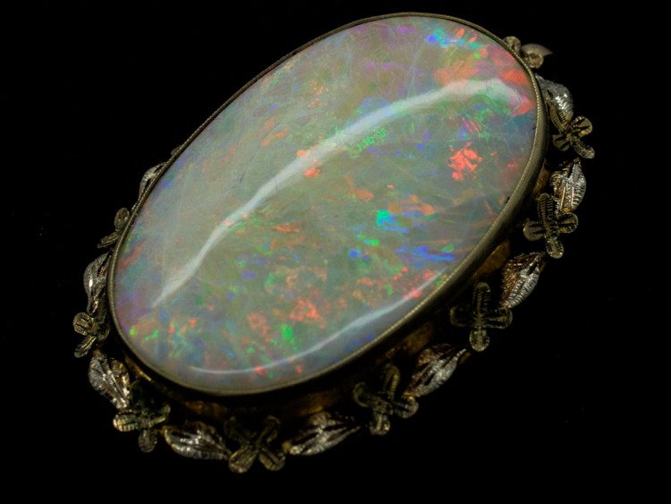 Large Oval Opal 15ct Gold Pendant